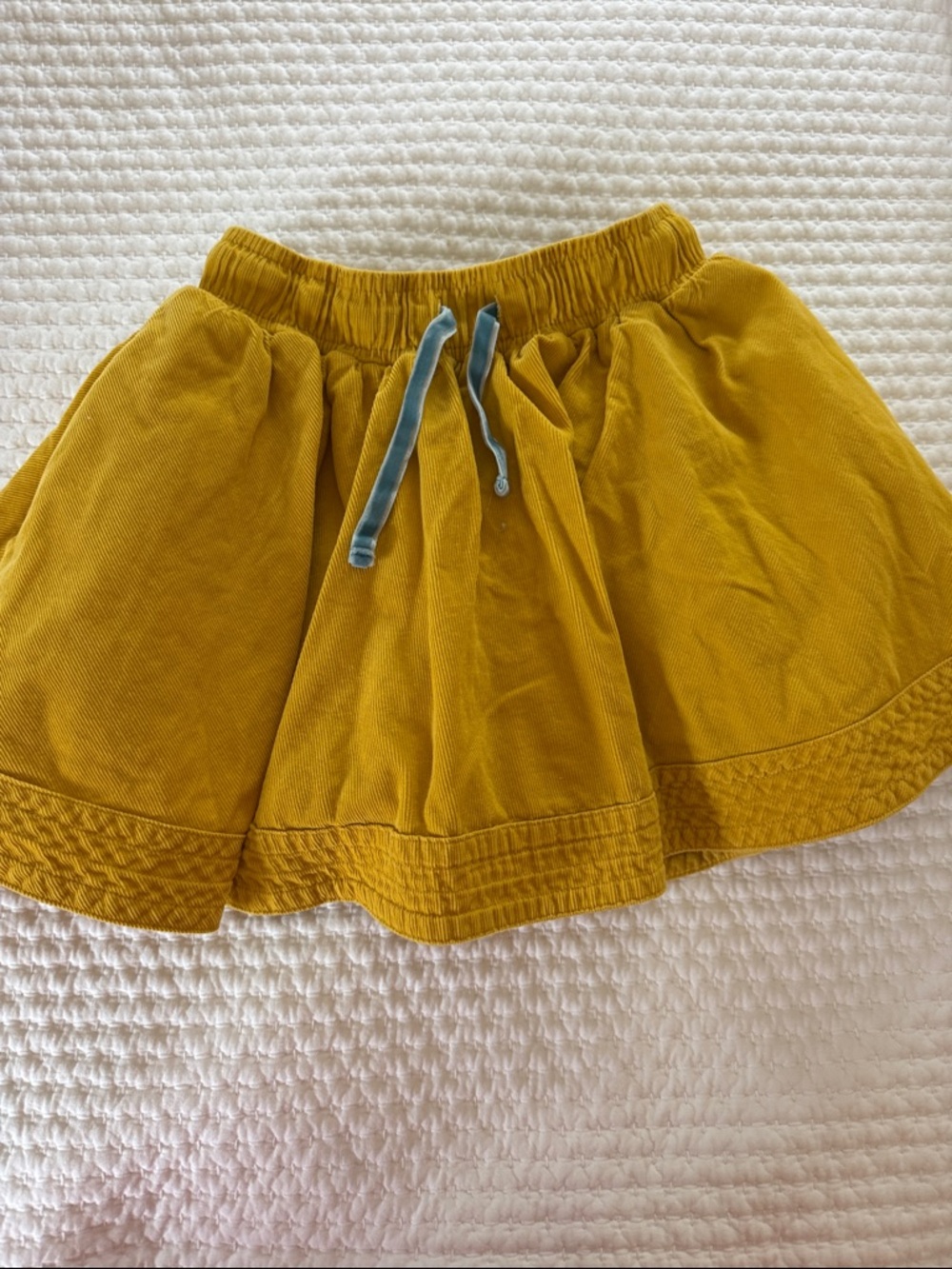 Mustard Yellow Girls' Corduroy Skirt with Drawstring, size 4-5Y